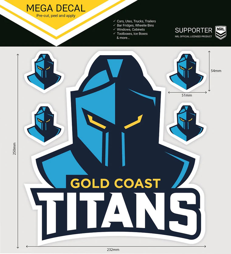 Gold Coast Titans Car Logo Sticker - Mega