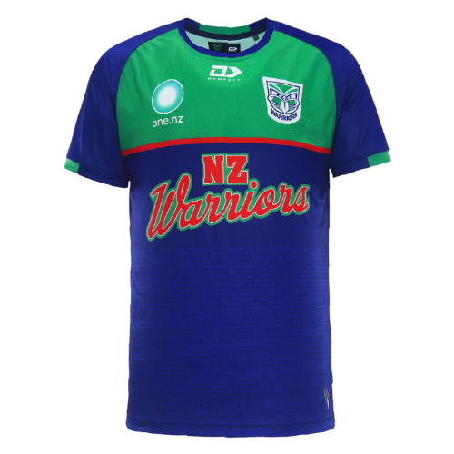 NZ Warriors 2024 Mens Players Warm Up Shirt - Royal