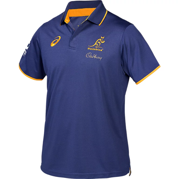 Wallabies 2025 Mens Players Media Polo - Indigo
