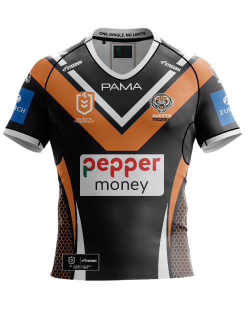 Wests Tigers 2025 Kids Home Jersey Front