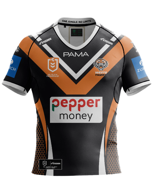Wests Tigers 2025 Mens Home Jersey Front