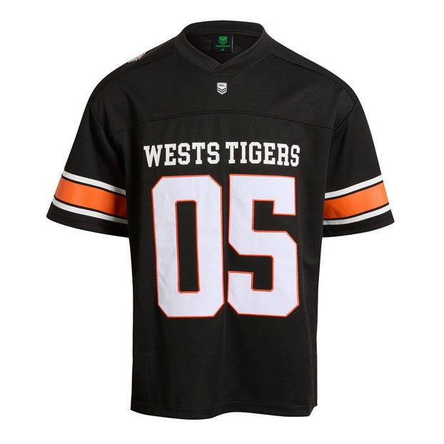 Black NRL gridiron jersey with 'West Tigers' and number '05'