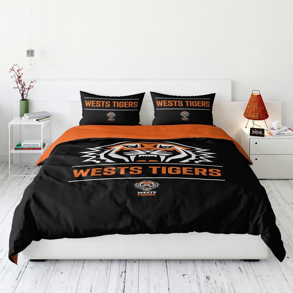 Bedding set with Wests Tigers logo