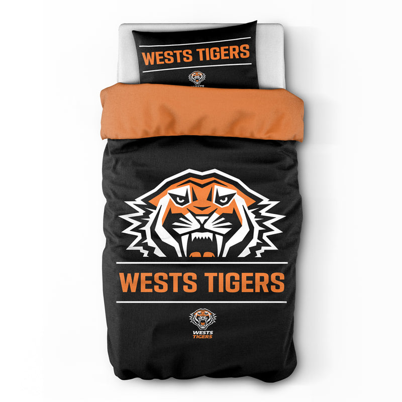 Wests Tigers bedding set with tiger logo