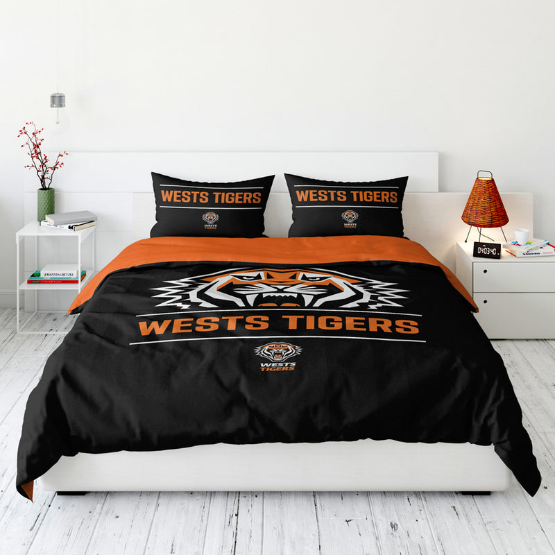 Bedding set with Wests Tigers logo
