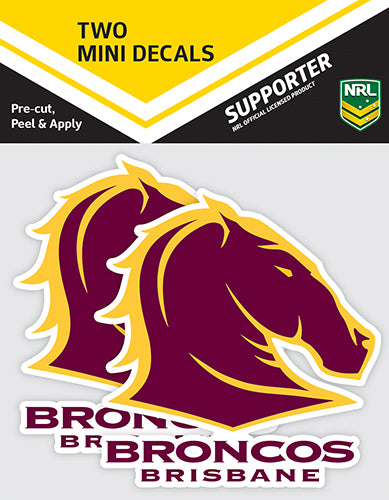 Brisbane Broncos Car Stickers Mini (2pk)