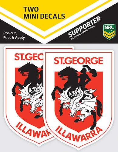 St George Illawarra Dragons Car Stickers Mini (2pk)