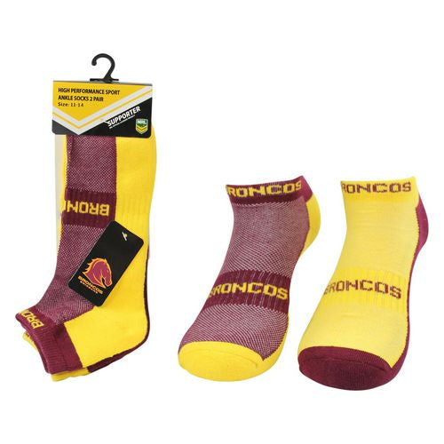 Brisbane Broncos Ankle Socks (2pk)