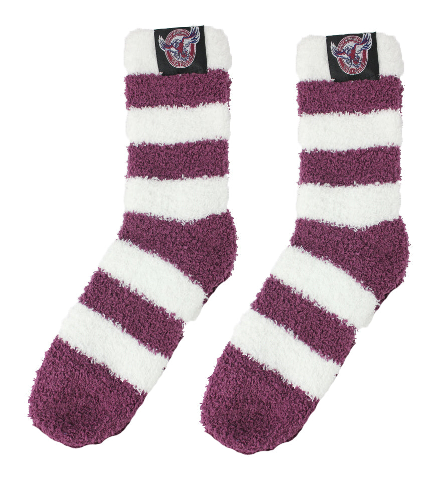 Manly Sea Eagles Bed Socks Soft Plush Bed Socks Team Colours
Sizes (3-8) or (9-12) 1pr