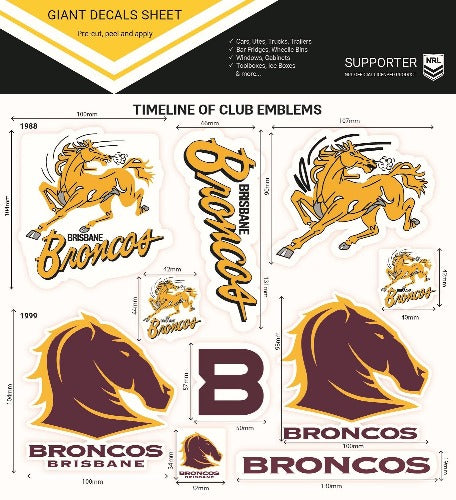 Brisbane Broncos Club Logos Sticker Sheet