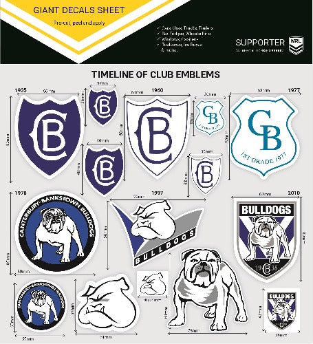 Canterbury Bulldogs Club Logos Sticker Sheet