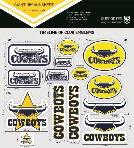 North Queensland Cowboys Club Logos Sticker Sheet