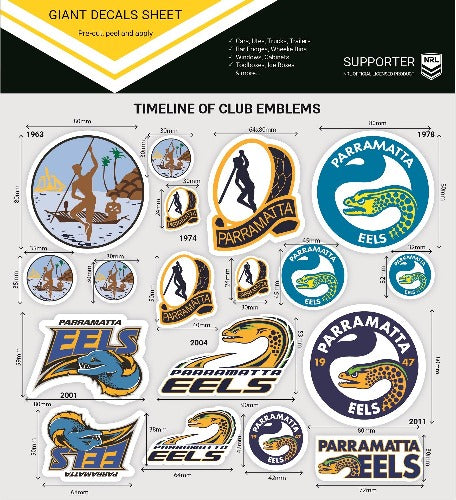 Parramatta Eels Club Logos Sticker Sheet