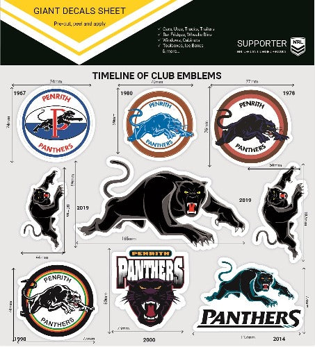Penrith Panthers Club Logos Sticker Sheet