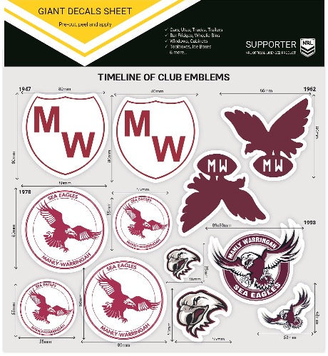 Manly Sea Eagles Club Logos Sticker Sheet