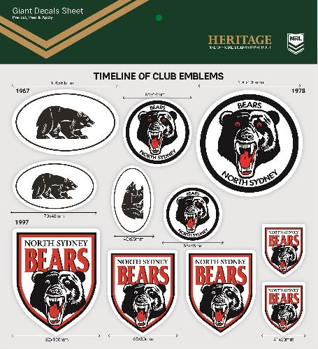 North Sydney Bears Club Logos Sticker Sheet