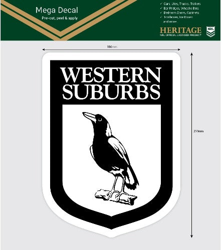 Western Suburb Magpies Heritage Car Logo Sticker - Mega
