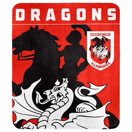 St George Illawarra Dragons Polar Fleece Throw Rug