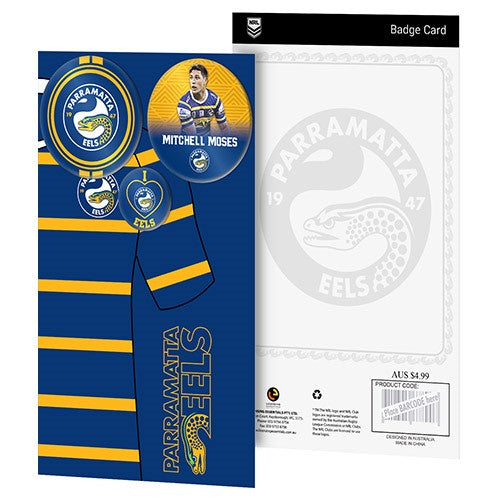 Parramatta Eels Birthday Card + 3 Badges