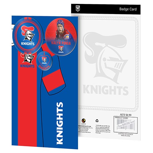 Newcastle Knights Birthday Card + 3 Badges