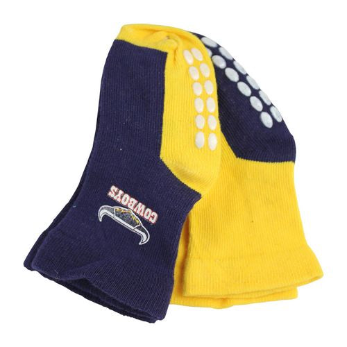 North Queensland Cowboys Baby Socks 2pk Anti-slip on bottom of socks Team Colours