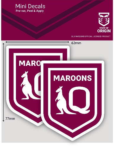 QLD Maroons Car Stickers Mini  (2pk)