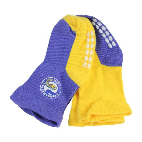 Parramatta Eels Baby Socks 2pk Anti-slip on bottom of socks Team Colours
