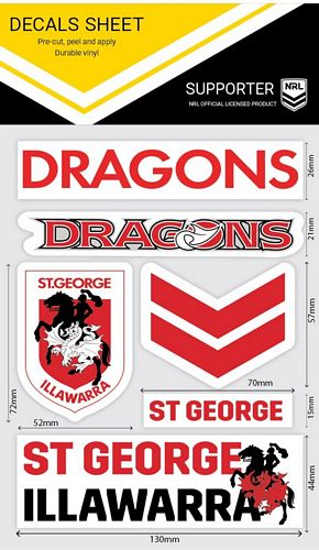 St George Illawarra Dragons Sticker Sheet - Wordmark